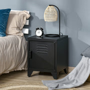 Comodino 40x40x50 cm con ripiano regolabile in metallo nero