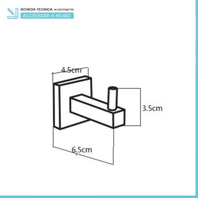 Set accessori a muro 5 pezzi in acciaio nero opaco e viti incluse  Levante
