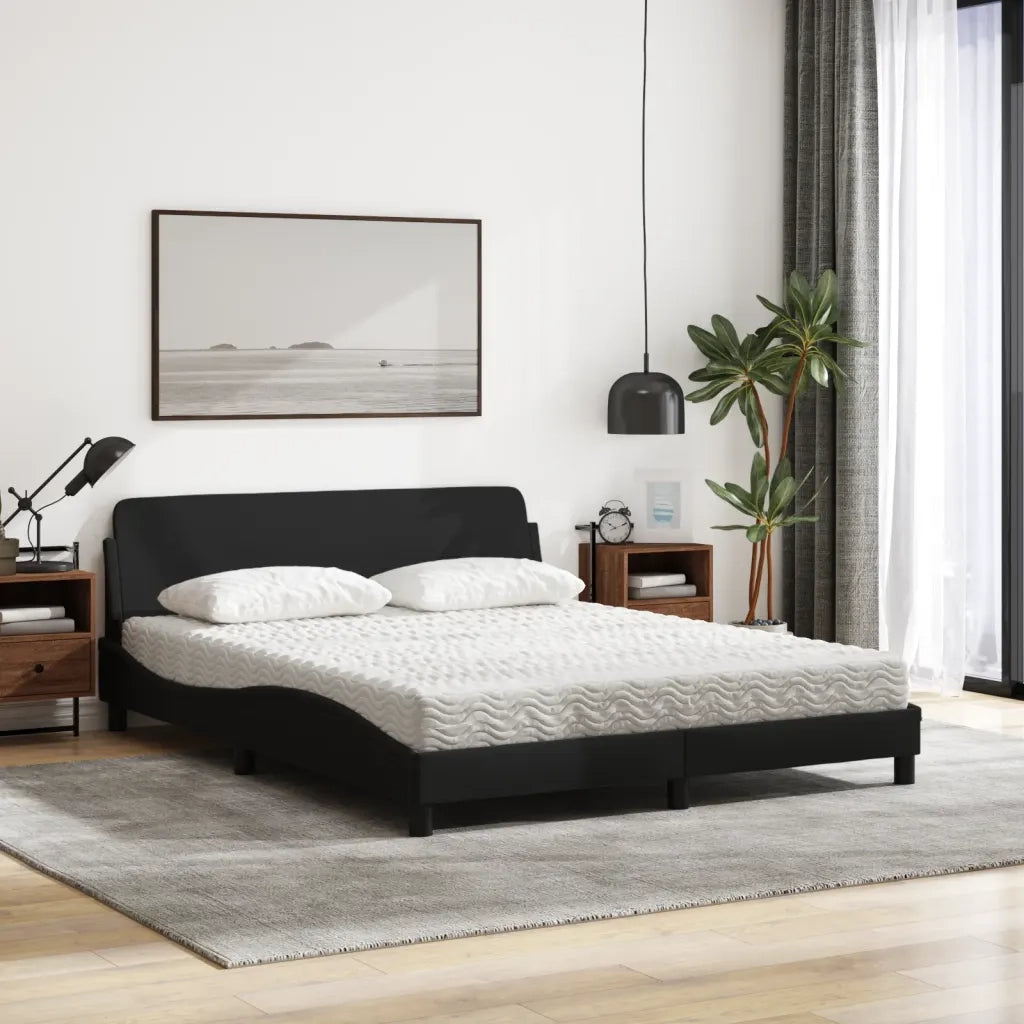 Letto con Materasso Dover Nero 160x200 cm in Tessuto