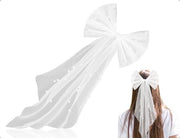 Slendera Sluiera con Tulle - Accessorio per Capelli con Perle - Ideale per Feste di Sposi - Matrimoni - Clip Antiscivolo per Sluiera di Festa