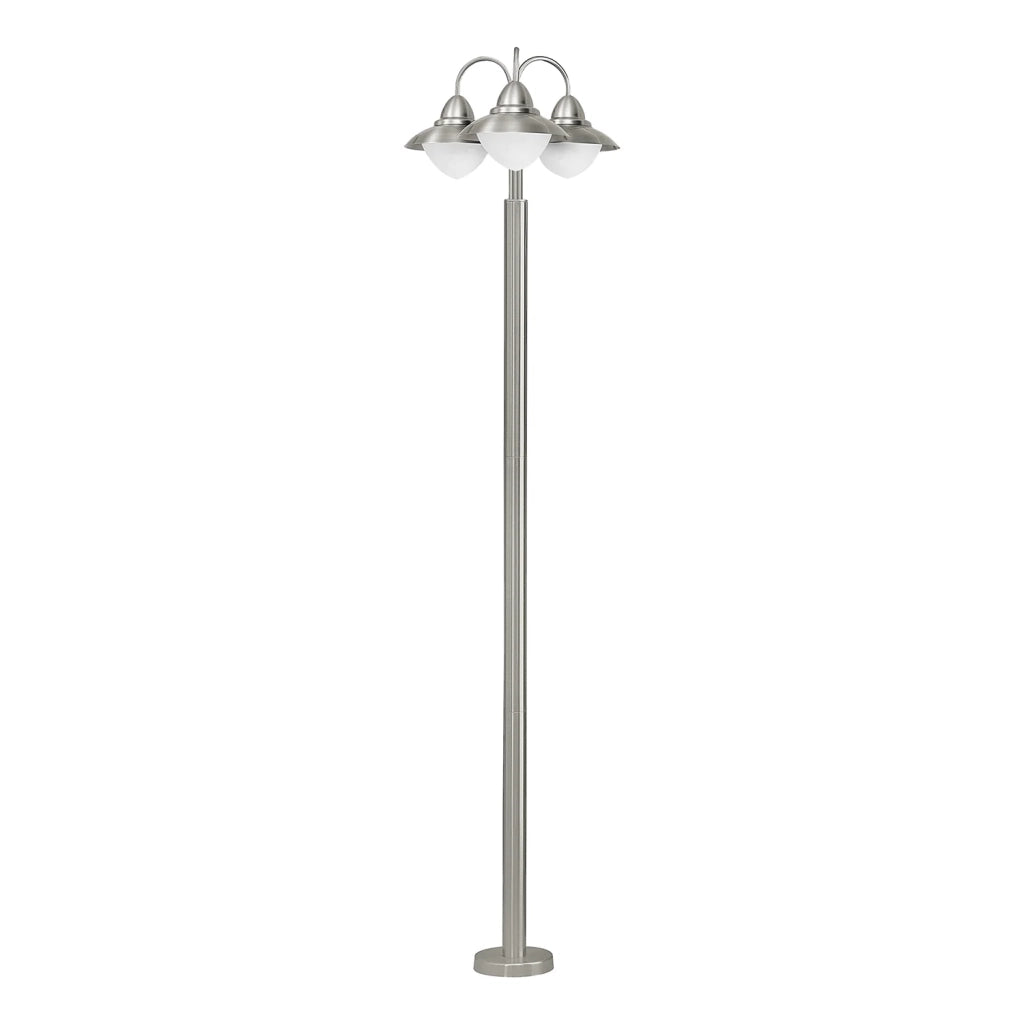 Lampione Esterno Contemporaneo Sidney Acciaio Argento 3 Luci E27