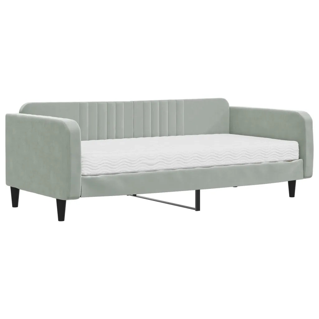 Divano letto | Sof¨¤ letto | Letto singolo con Materasso Grigio Chiaro 100x200 cm in Velluto