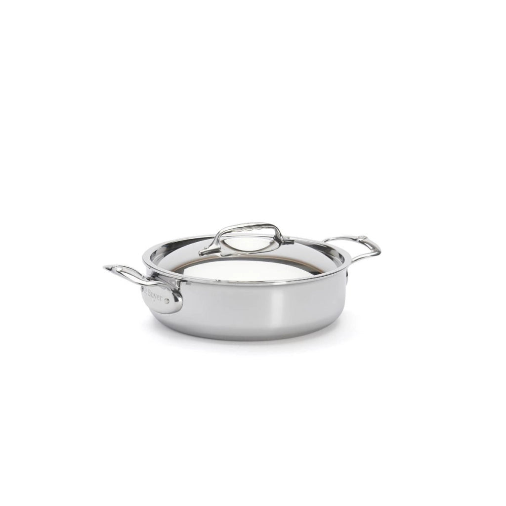 De Buyer 3741.20 Affinity Pentola Bassa con Coperchio in Acciaio Inox 20 cm Capacita' 1.7 L Adatta per Induzione e Forno Lavabile in Lavastoviglie colore Acciaio inox