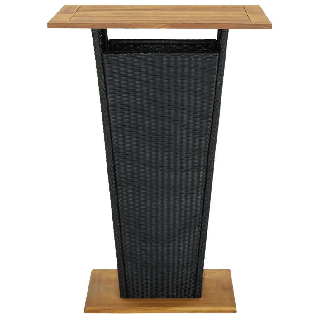 Tavolino da TÃ¨ Nero 80x80x110 cm Polyrattan e Massello Acacia cod mxl 34321