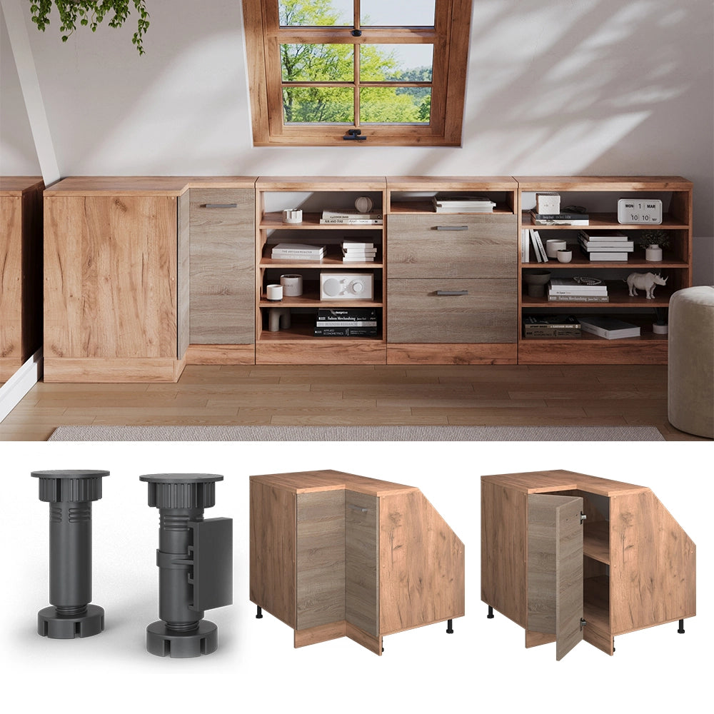Mobile sottotetto Mobile angolare Rion Sonoma/Rovere dorato 75.6 x 83.8 cm con 1 porta, carcassa dell’armadio profondità 60 cm Vicco