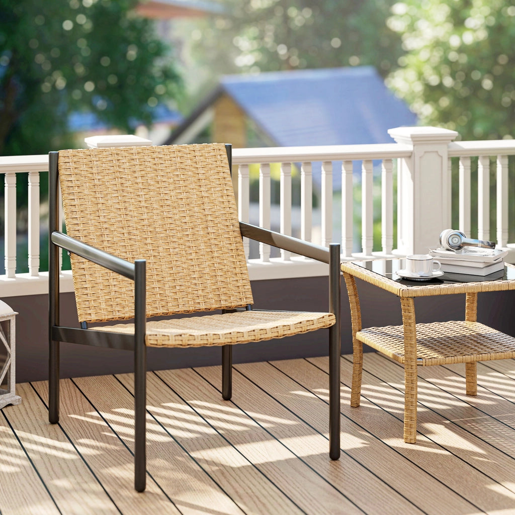 Sedia da pranzo in rattan per giardino ¨C zephmum ¨C 74x61x81 cm colore naturale con braccioli