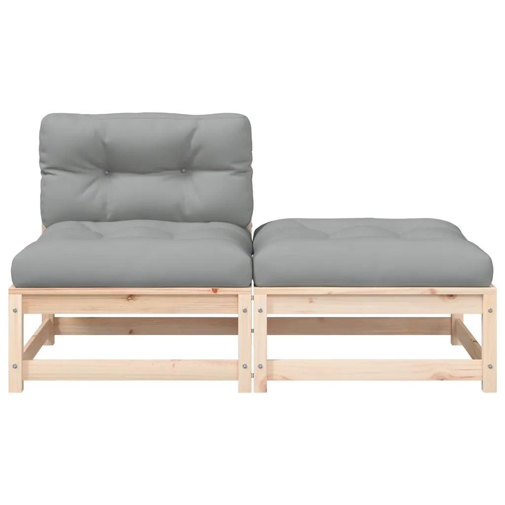 Divano da Giardino Senza Braccioli con Cuscini e Poggiapiedi-Sofa da Giardino-Divano da esterno 999165