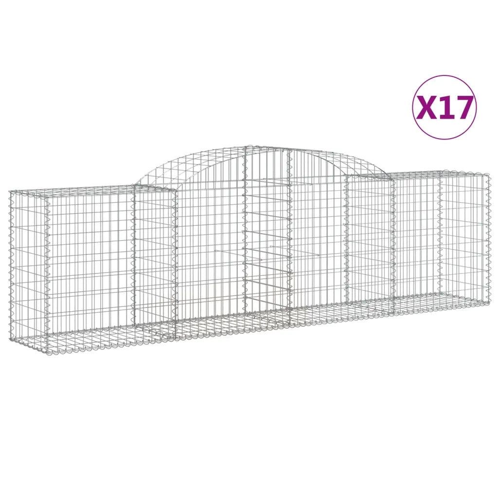 vidaXL Cesti Gabbioni ad Arco 17 pz 300x50x80/100 cm Ferro Zincato