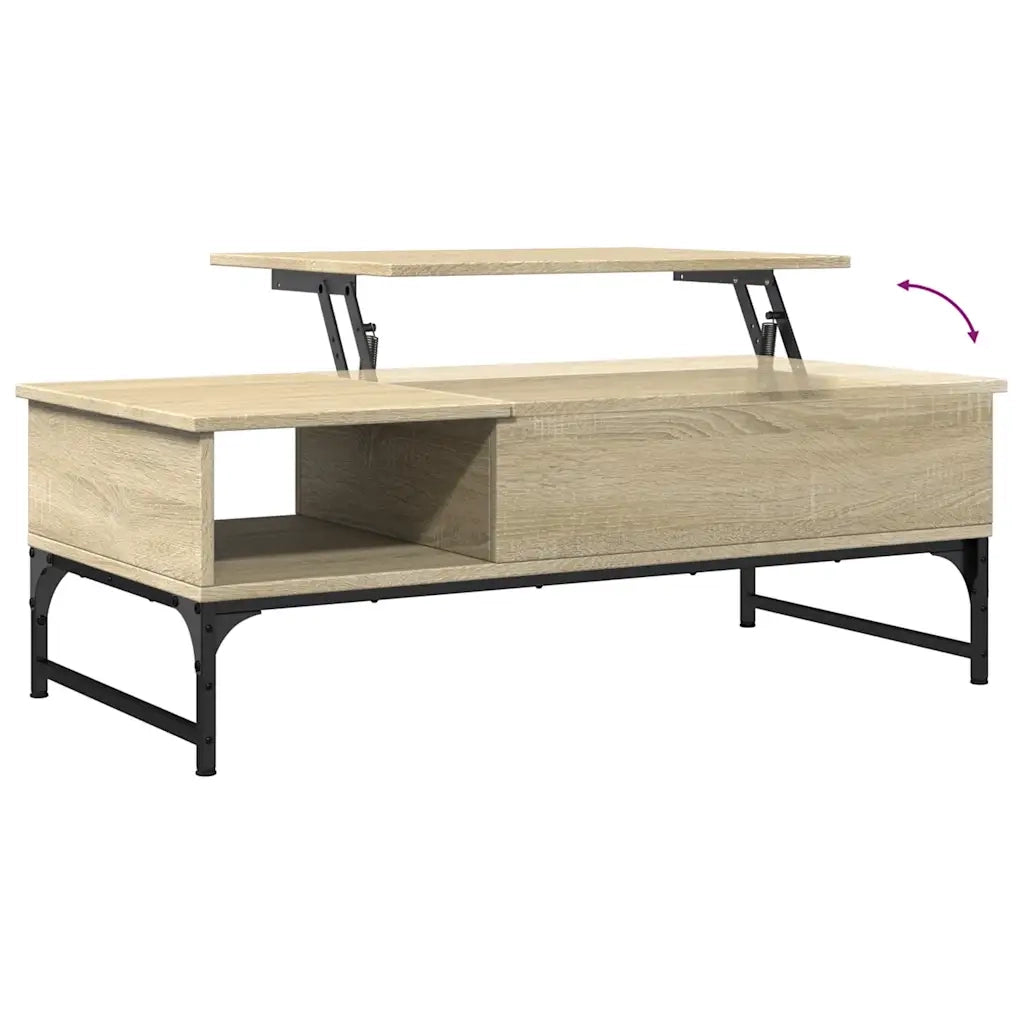 Tavolino Salotto-Tavolino da soggiorno-Tavolo Rovere Sonoma 100x50x35 cm Multistrato Metallo 798994