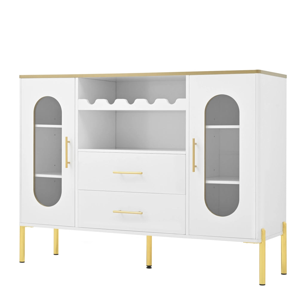 Credenza con Vetrine e Portabottiglie ¨C MINIMAL ¨C Bianco, Moderno, Salvaspazio