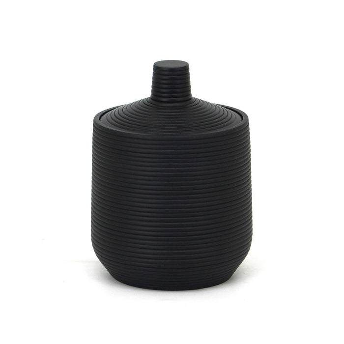 Barattolo nero porta cotone con coperchio - Serie Elegant