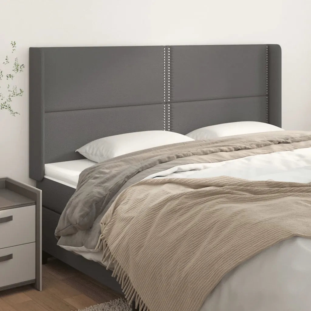 Testiera ad Orecchio Grigio 203x16x118/128 cm in Similpelle