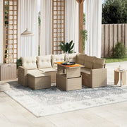 Set Divano da Giardino 8 pz con Cuscini Beige in Polyrattan 3271429