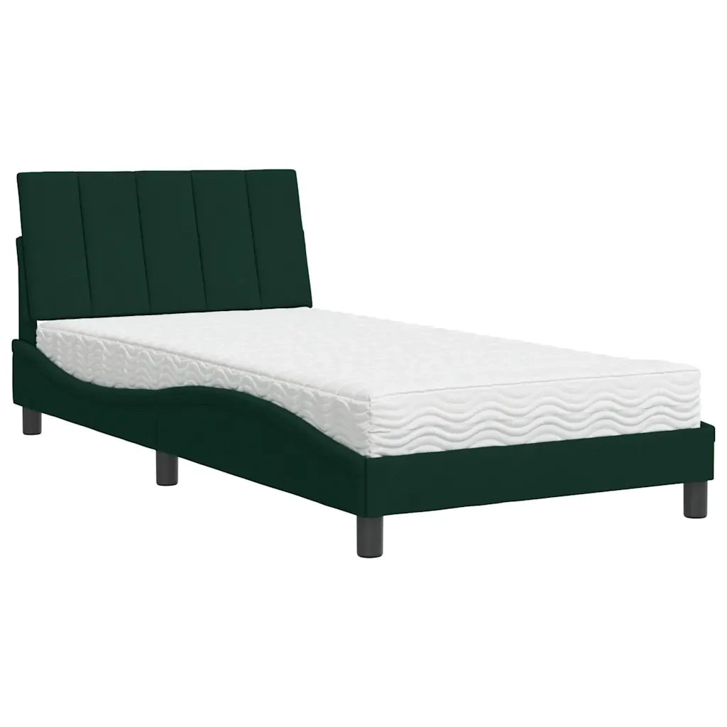 Letto con Materasso Hanko Verde Scuro 100x200 cm in Velluto 3208583