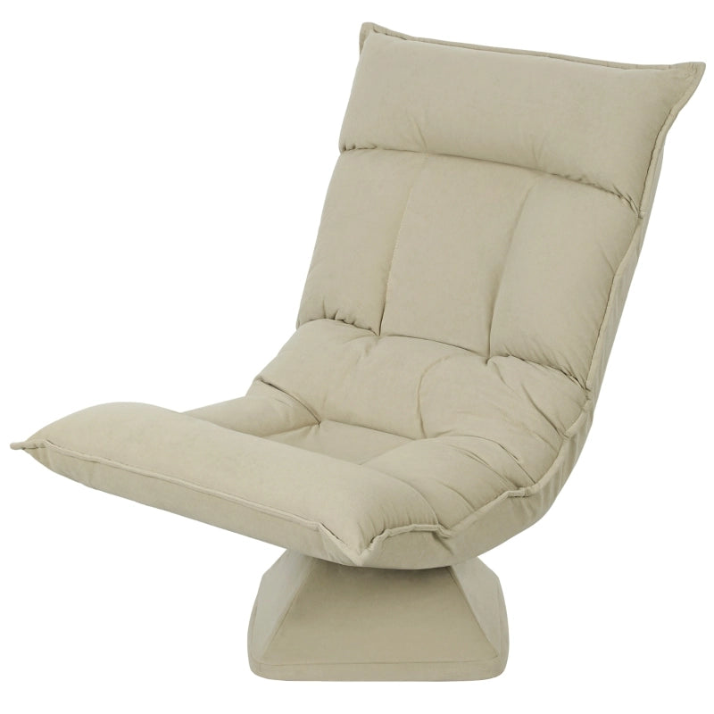 Poltrona da pavimento girevole 360° reclinabile a 5 posizioni, pieghevole, beige