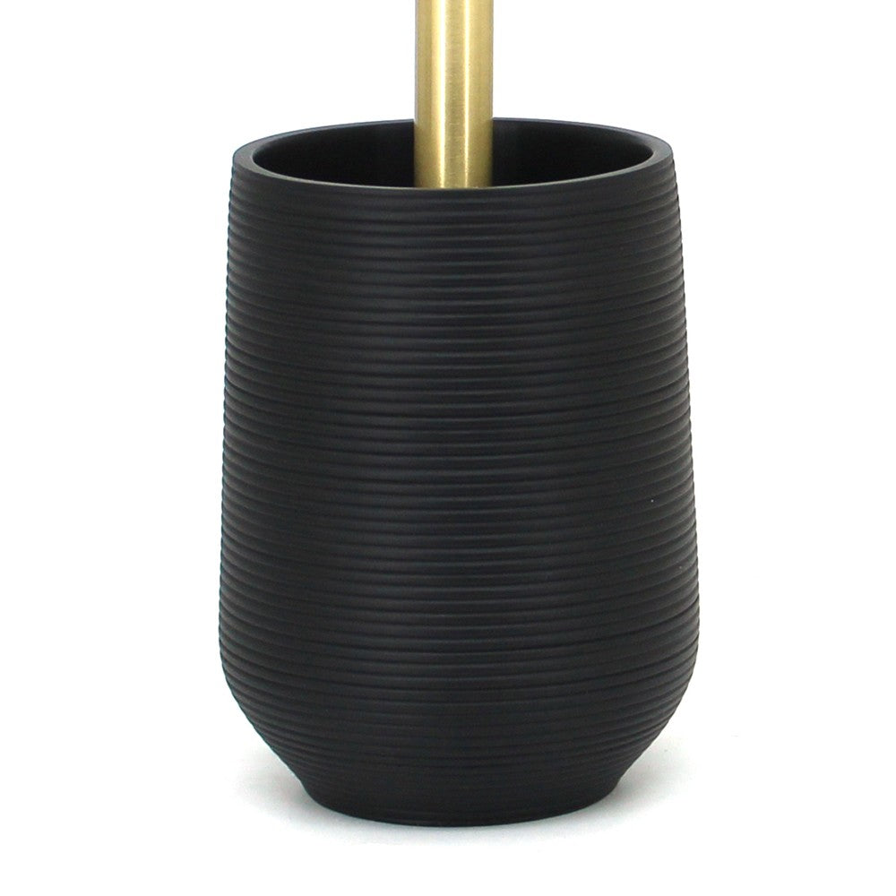 Porta scopino d'appoggio nero e oro in poliresina - Serie Elegant