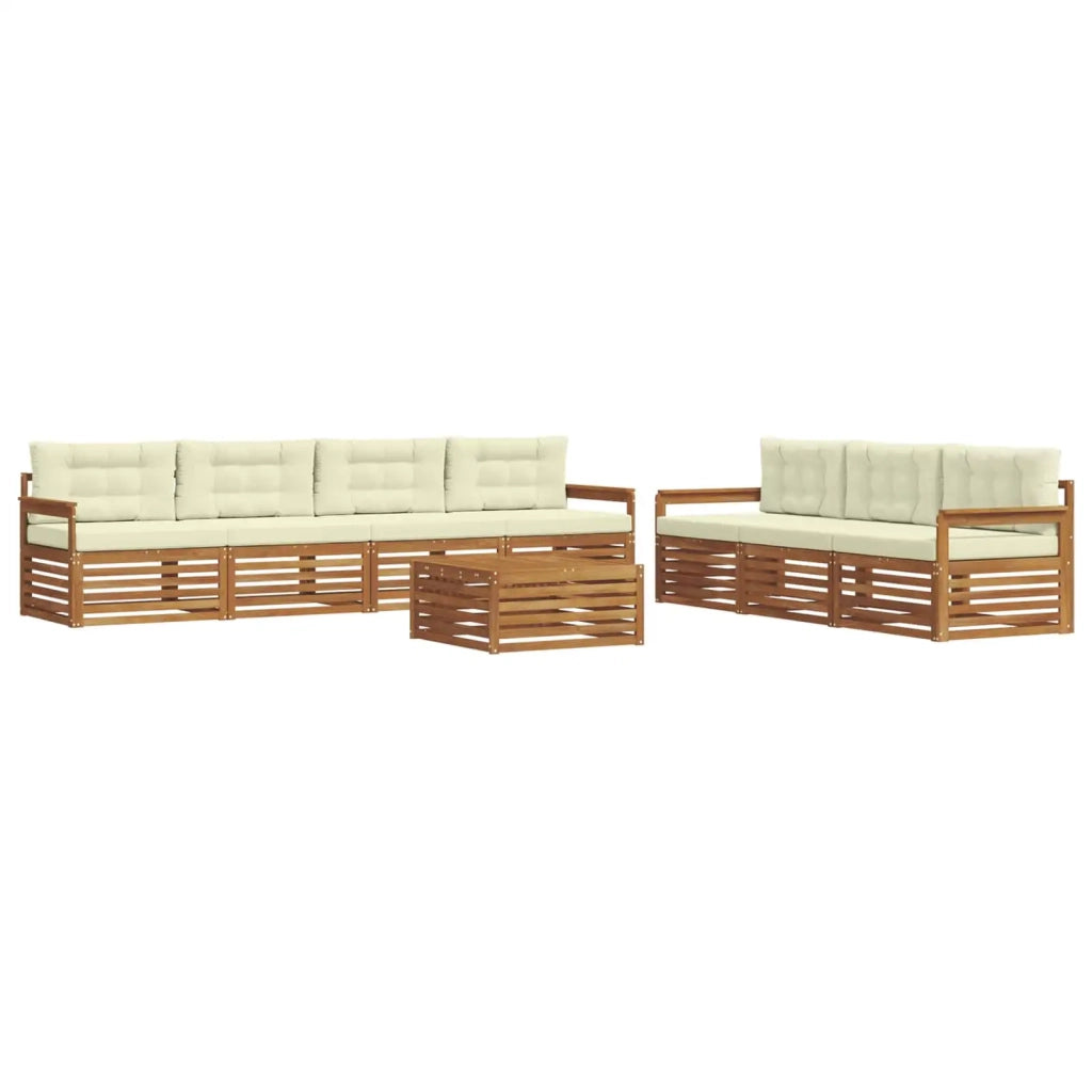 Set di divani da esterno con cuscino 8 pcs Naturale e Crema
