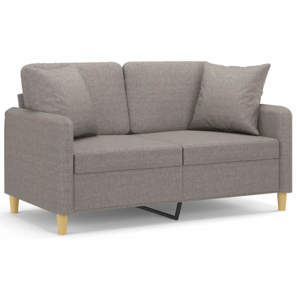 Divano a 2 Posti con Cuscini-Sofa 2 Posti con Cuscini Tortora 120 cm in Tessuto 696090