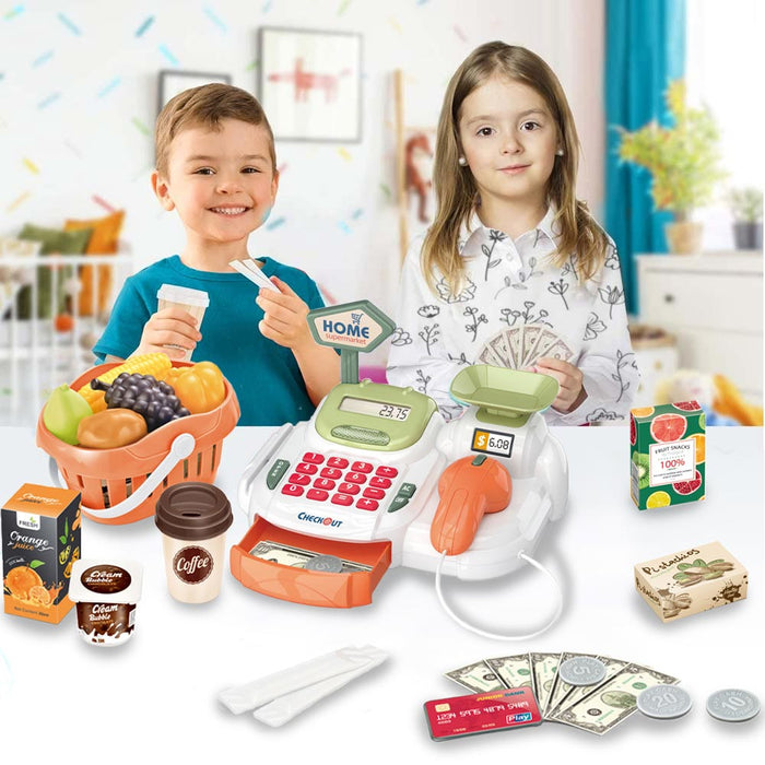 Registratore di Cassa Giocattolo Bambini Luci e Suoni con Scanner e Accessori