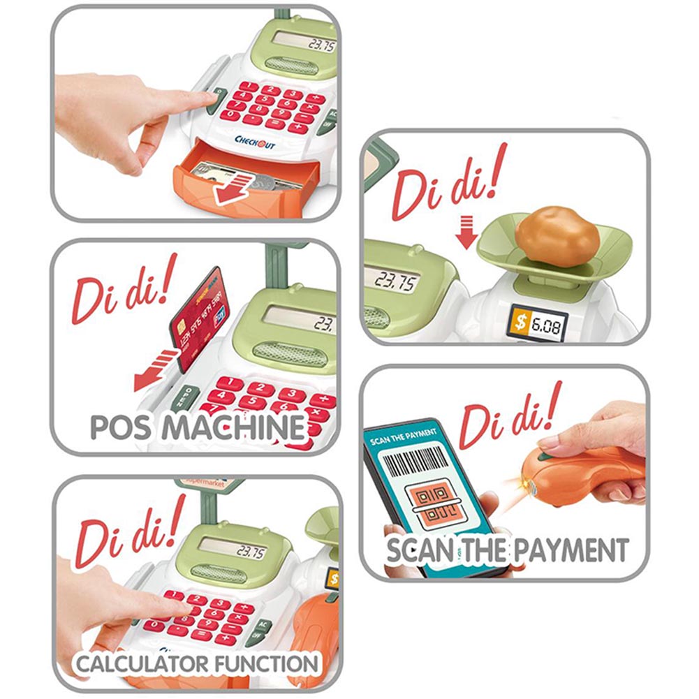 Registratore di Cassa Giocattolo Bambini Luci e Suoni con Scanner e Accessori