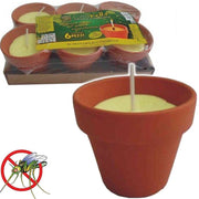 Trade Shop - 6 Pezzi Citronella In Coccio Vasetto Di Terracotta Diametro 7 Cm Antizanzare -