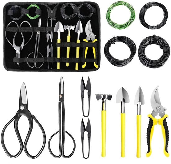 Set di bonsai 13 pezzi - attrezzatura per bonsai - forbici per bonsai - filo per legatura - piccola vanga/pala - cesoie per giardinaggio - ideale per principianti
