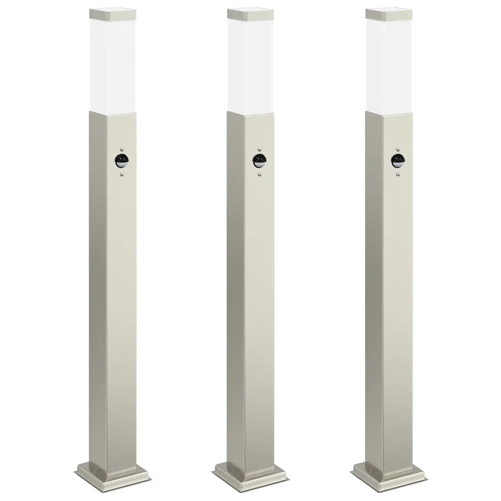 Lampioni a dissuasore con sensore 3 pz 80 cm Acciaio Inox IP44 4006056