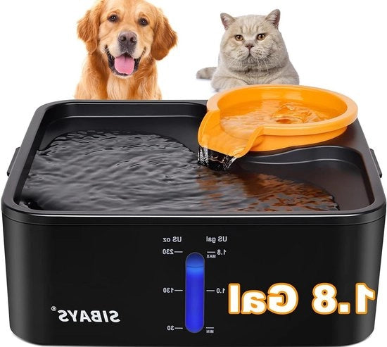 Dispensatore di acqua per cani con luce LED e filtro a 5 strati - 200 oz/18 GAL/7 L - Dispensatore di acqua per animali domestici - Pompastilla ultrastile - Per cani e gatti - Dispensatore di acqua per multi-animali per famiglie di animali domestici