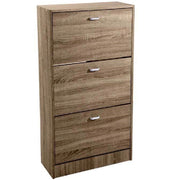 Trade Shop - Scarpiera 3 Ante Salvaspazio Slim Porta Scarpe Ingresso Noce 115x63x24cm 827631 -