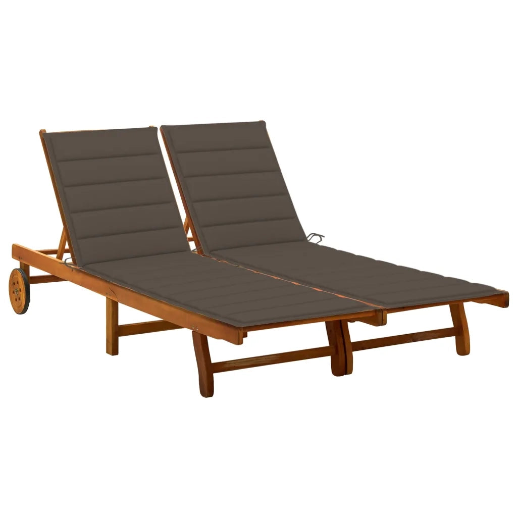 Sdraio da Giardino a 2 Posti con Cuscini in Massello di Acacia cod mxl 71560
