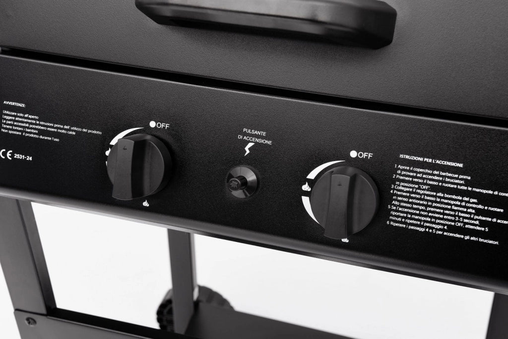 Barbecue a Gas 2 Bruciatori 97,5x49x99h cm Accensione Piezoelettrica in Acciaio Louis Nero