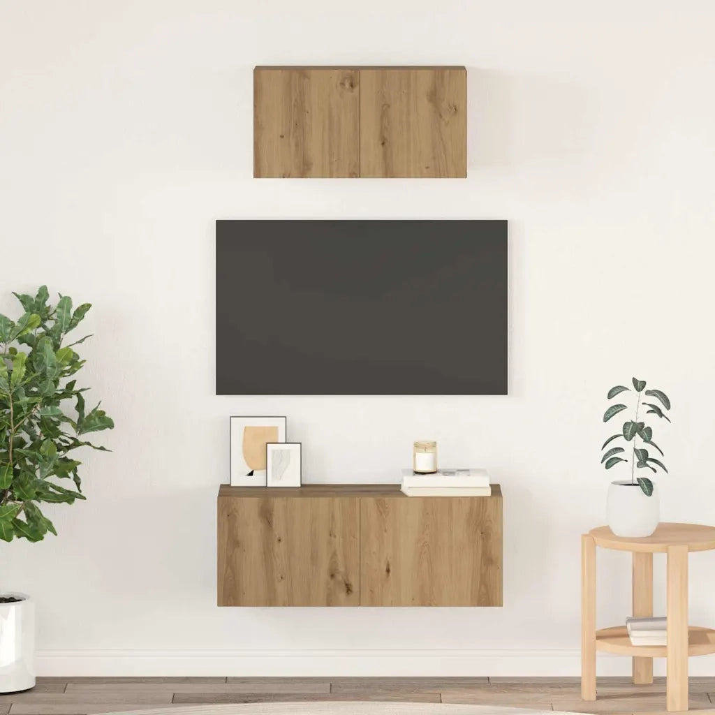 Set mobile TV 2 pcs Rovere artigianale Legno multistrato 3393383