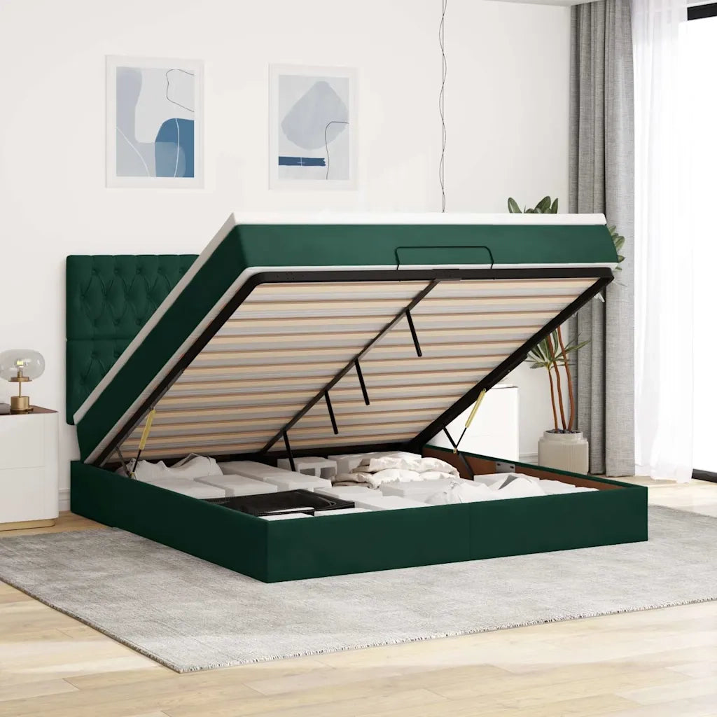 vidaXL Struttura Letto Pouf con Materassi 200x200 cm Velluto