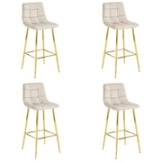 Sgabello Valora TEOTO in velluto beige con gambe dorate per cucina x4