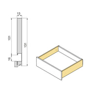 Cassetto esterno Vertex con regolazione 3D altezza 178mm, 40kg, spessore del pannello di 18mm, profondità 350mm, Acciaio