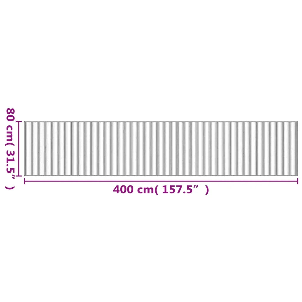 Tappeto Rettangolare Nero 80x400 cm in Bambù 376918
