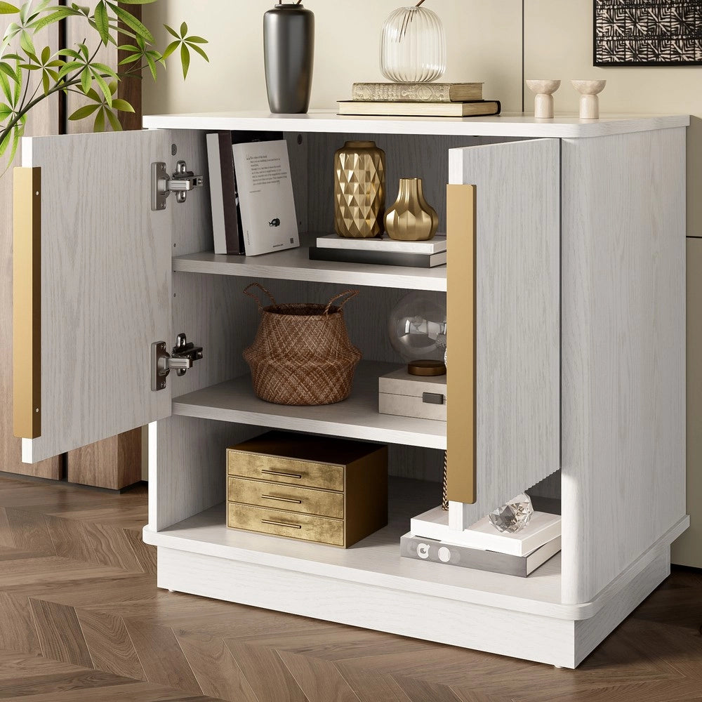 Scarpiera Moderna Bianca ¨C MINIMAL ¨C 2 Ante, Ripiano Aperto, Legno, 60x40x61 cm