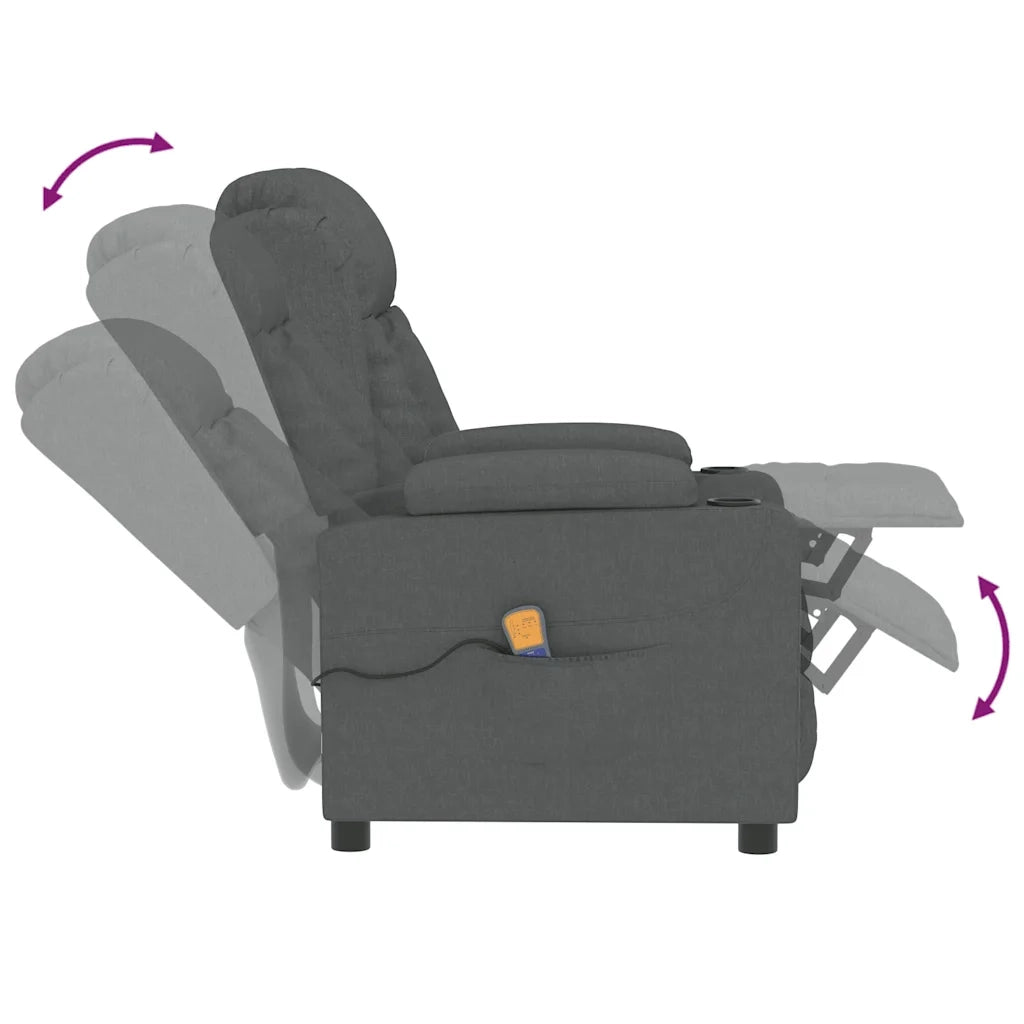 Poltrona Massaggiante | Sedia Relax Grigio Scuro in Tessuto
