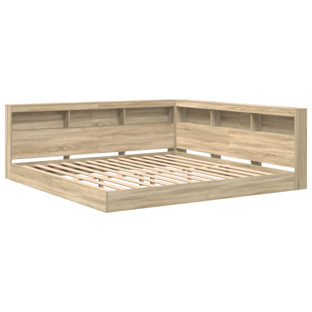 Letto a libreria rovere Sonoma 180x200 cm in legno ingegnerizzato