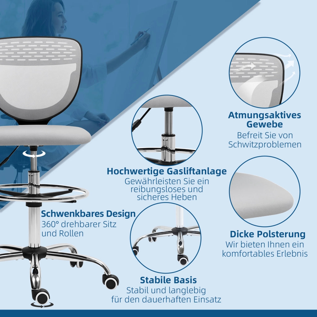 Sedia da ufficio imbottita ¨C Xylo ¨C Grigio chiaro regolabile