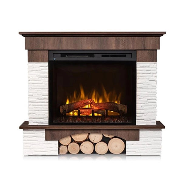 Caminetto elettrico da pavimento a libera installazione a LED - Rovere - 28" - 114 x 98 x 32 - PORTO