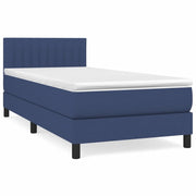 Letto singolo | Letto per adulti | Giroletto a Molle con Materasso Blu 100x200 cm in Tessuto