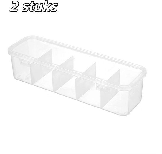 2 pezzi - Scatola di archiviazione - Organizzatore per cavi di rete - Scatola di plastica - Cassetti - Organizzazione dei cavi di ricarica - Adatto per l'organizzazione di piccoli oggetti da ufficio - 28,5*8,5*6,5 cm - Translucido