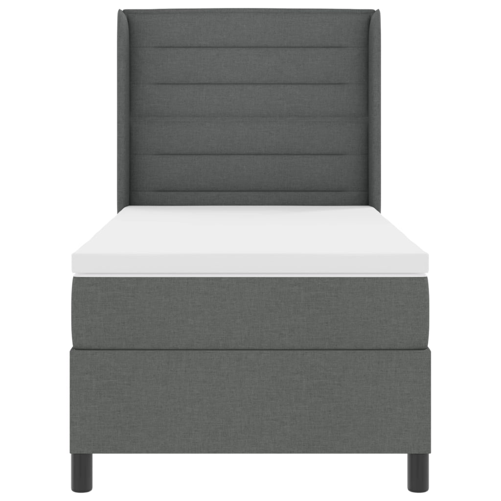 Letto con Box Spring e Materasso Grigio Scuro 90x190 cm Tessuto