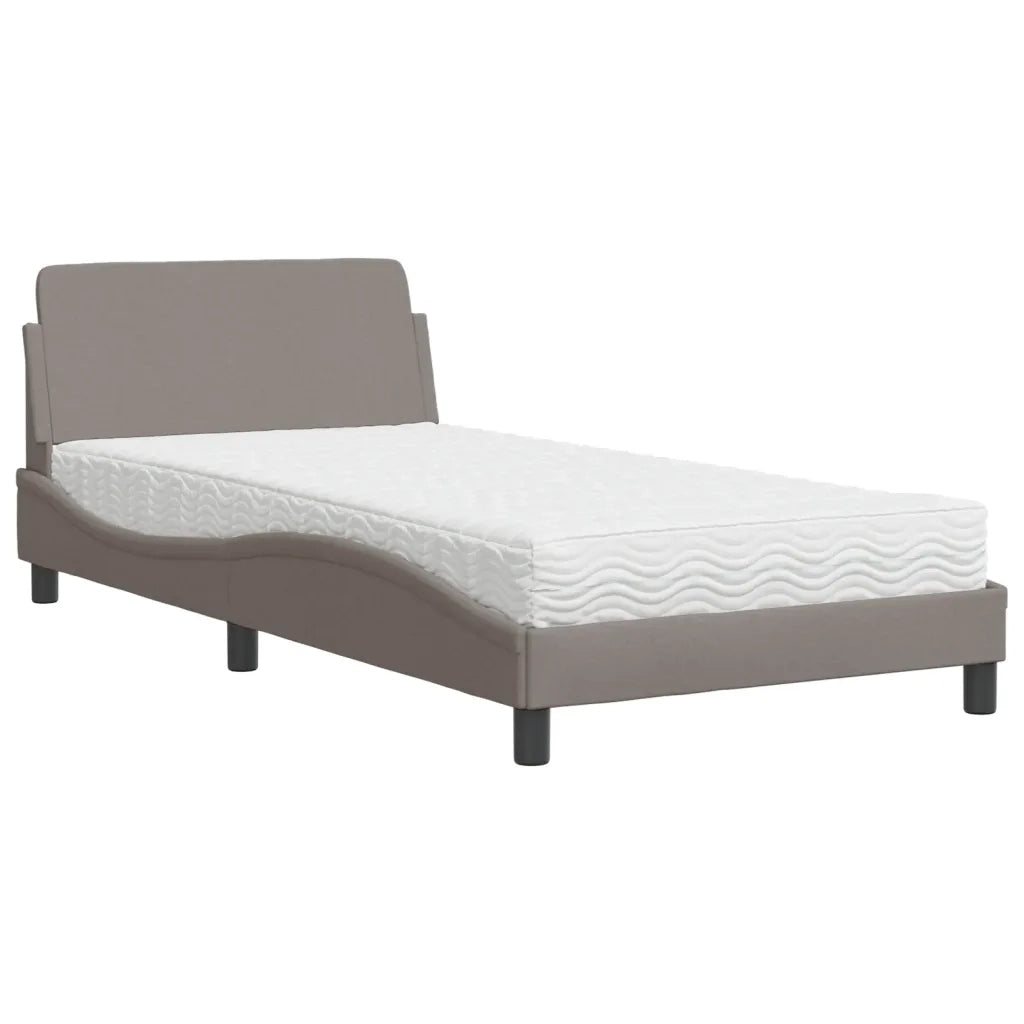 Letto con Materasso Dover Tortora 100x200 cm in Tessuto