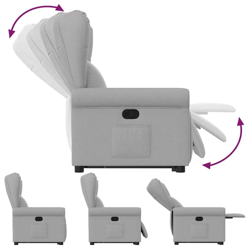 Poltrona Alzapersona Reclinabile Grigio Nuvola in Tessuto 3303383
