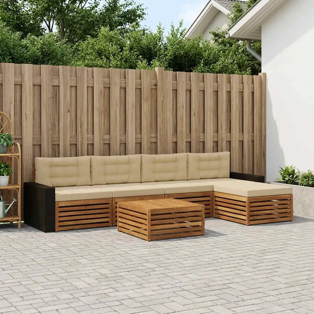 Set di divani da esterno 6 pcs Naturale e Beige 79 x 79 x 37 cm 3383276