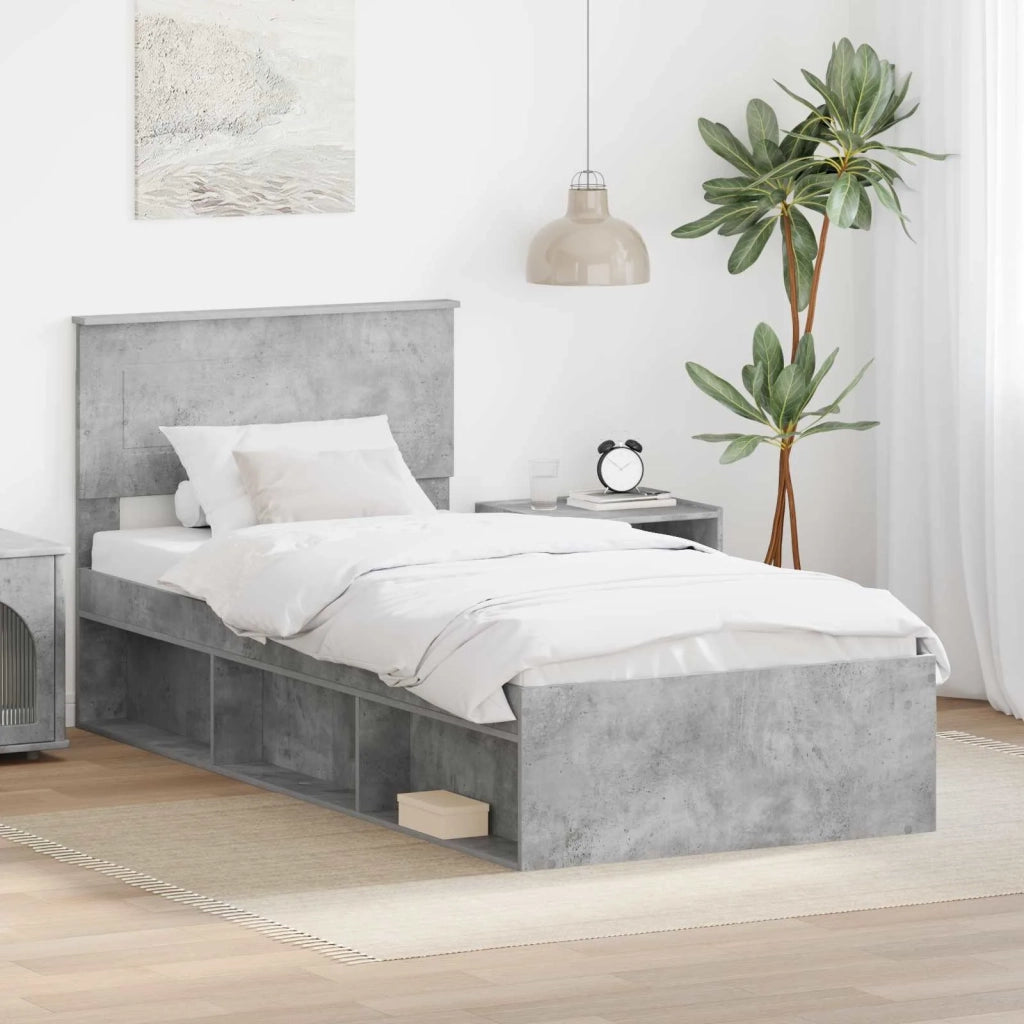 Struttura del letto con testiera Grigio Concretè 100 x 200 cm