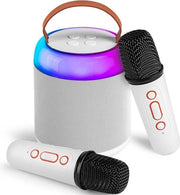 Karaoke mini installazione portatile con 2 microfoni wireless e illuminazione LED