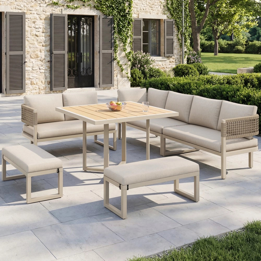 Set Divano da Giardino 8-10 Posti con Tavolo ¨C Xylo ¨C Polyrattan, Cuscini Inclusi